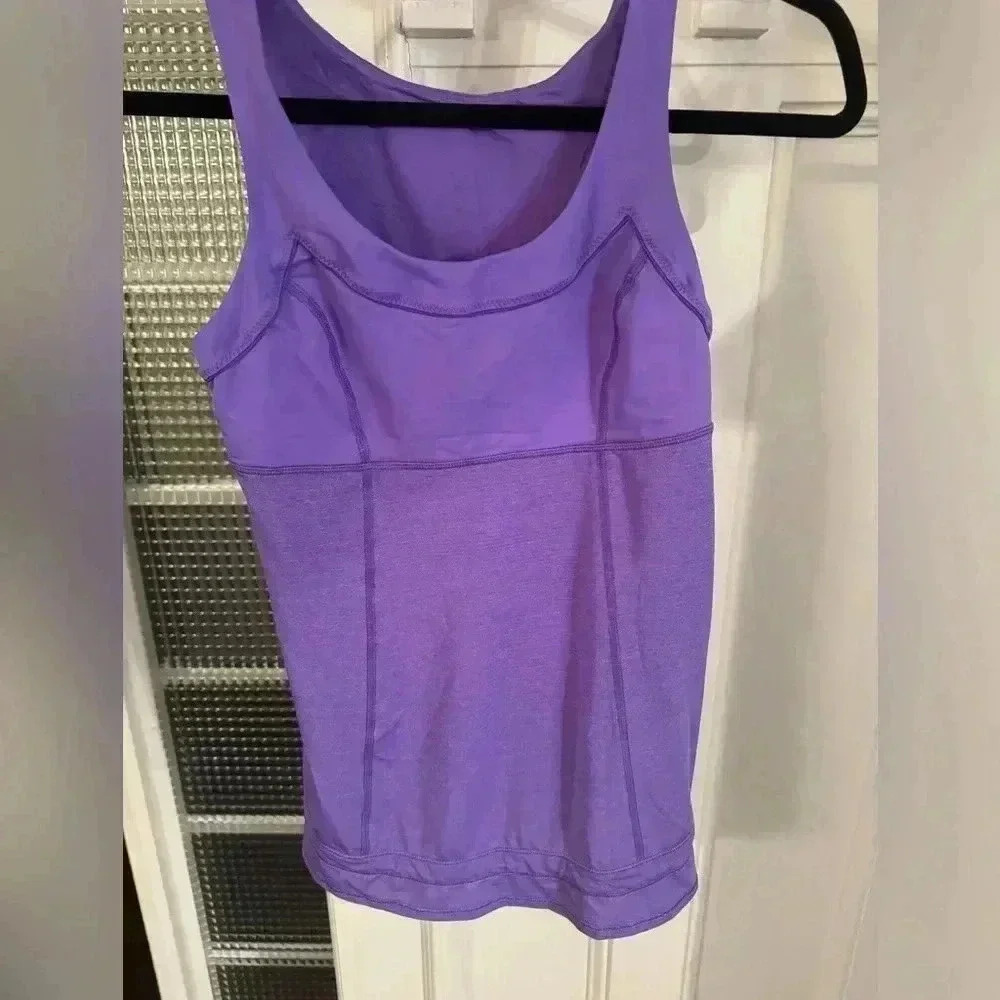Lululemon performance tank with tie bottom & cross rods back purple size 6